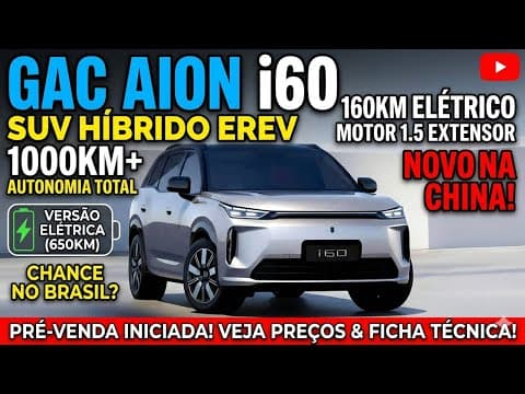 GAC Aion i60 estreia como SUV EREV: até 160 km elétrico e mais de 1.000 km de alcance