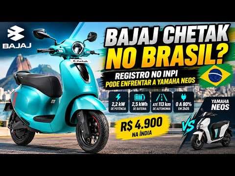 Bajaj registra scooter ELÉTRICA no Brasil! Chetak pode enfrentar Yamaha NEOS