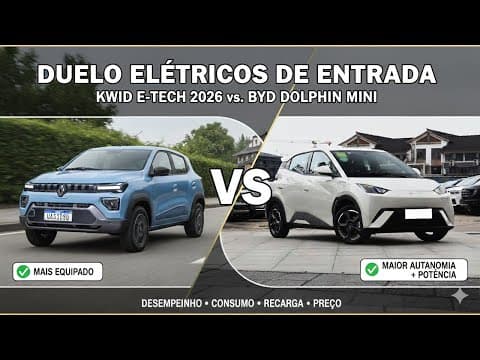 Kwid E-Tech 2026 vs BYD Dolphin Mini: QUAL É O MELHOR elétrico de entrada? #kwid #byd #kwid #dolphin