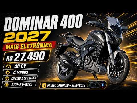 Nova Dominar 400 2027 ganha painel colorido, modos de pilotagem e controle de tração
